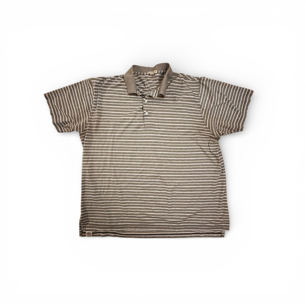 Peter Millar XXL Gray & Blue Striped Polo Shirt Short Sleeve